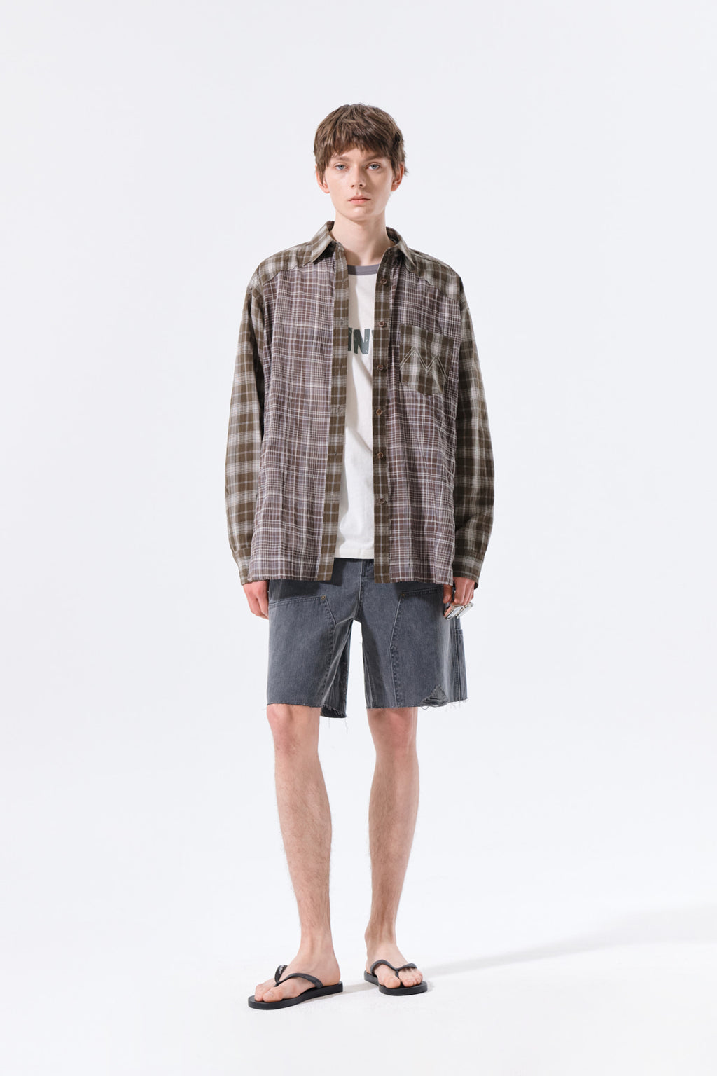 Matin Kim - Mixed Check Over Fit Shirt (Brown) product image 14 | TRAB K-Fashion Australia