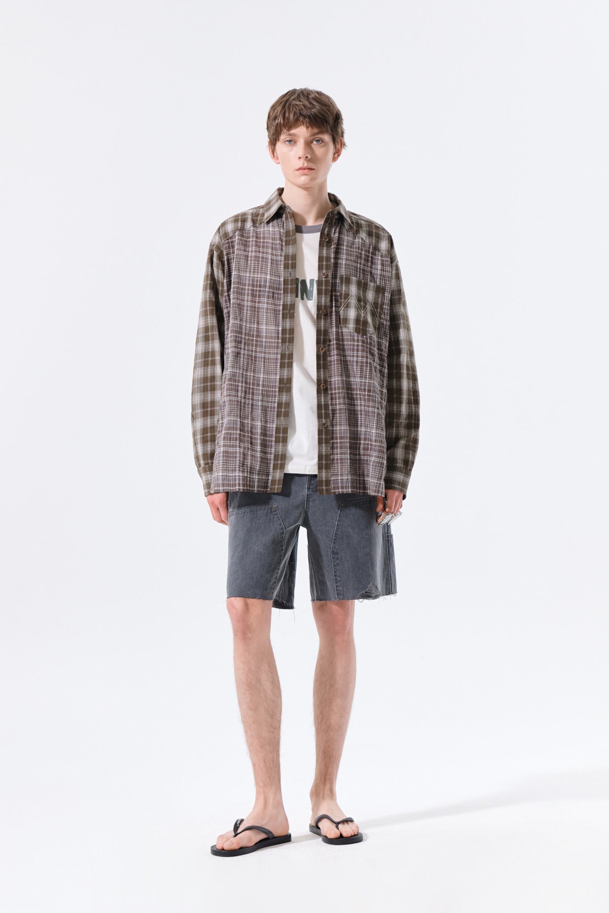 Matin Kim - Mixed Check Over Fit Shirt (Brown) product image 14 | TRAB K-Fashion Australia