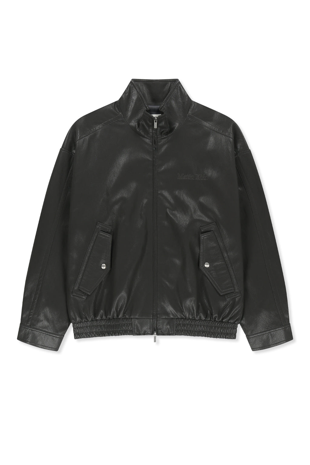 Matin Kim - Small Logo Faux Leather High Neck Jumper (Dark Brown) product image 2 | TRAB K-Fashion Australia