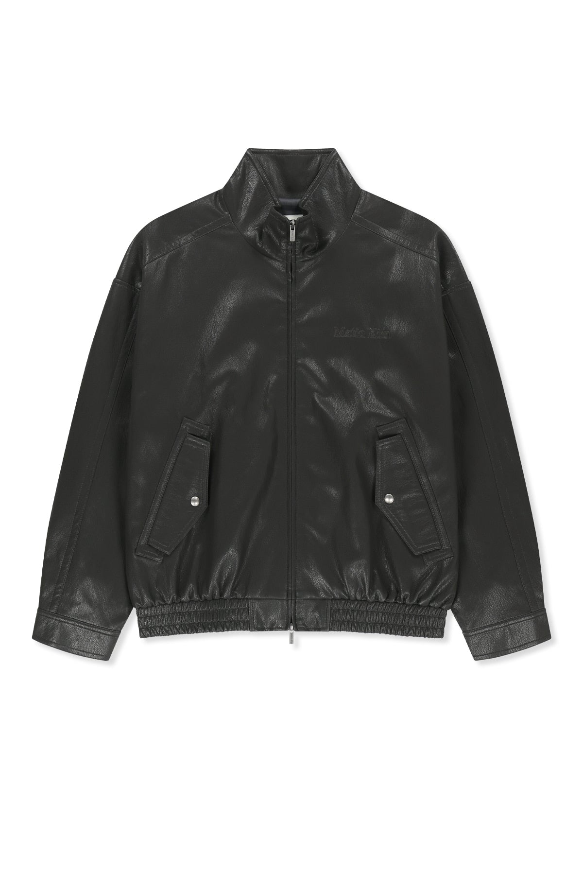 Matin Kim - Small Logo Faux Leather High Neck Jumper (Dark Brown) product image 2 | TRAB K-Fashion Australia