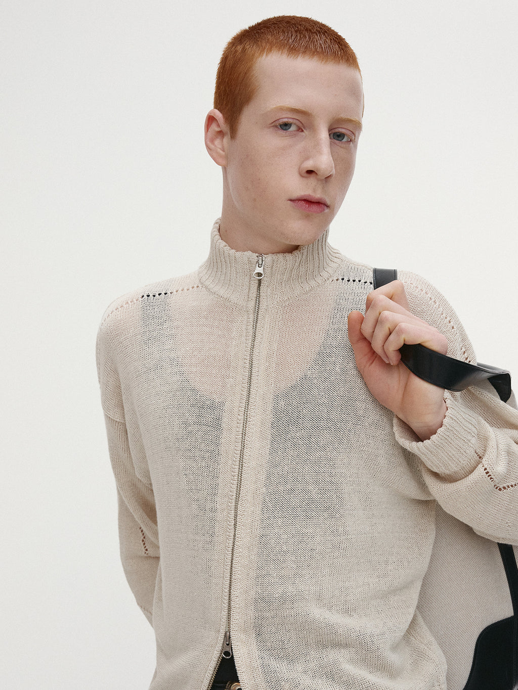 Tonywack - Linen Full Zip Knitted Jumper (Ivory) product image 5 | TRAB K-Fashion Australia