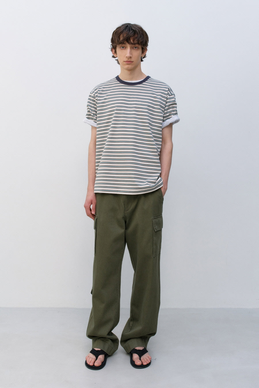 Insilence - Border Stripe T-shirt (Ivory) product image 1 | TRAB K-Fashion Australia