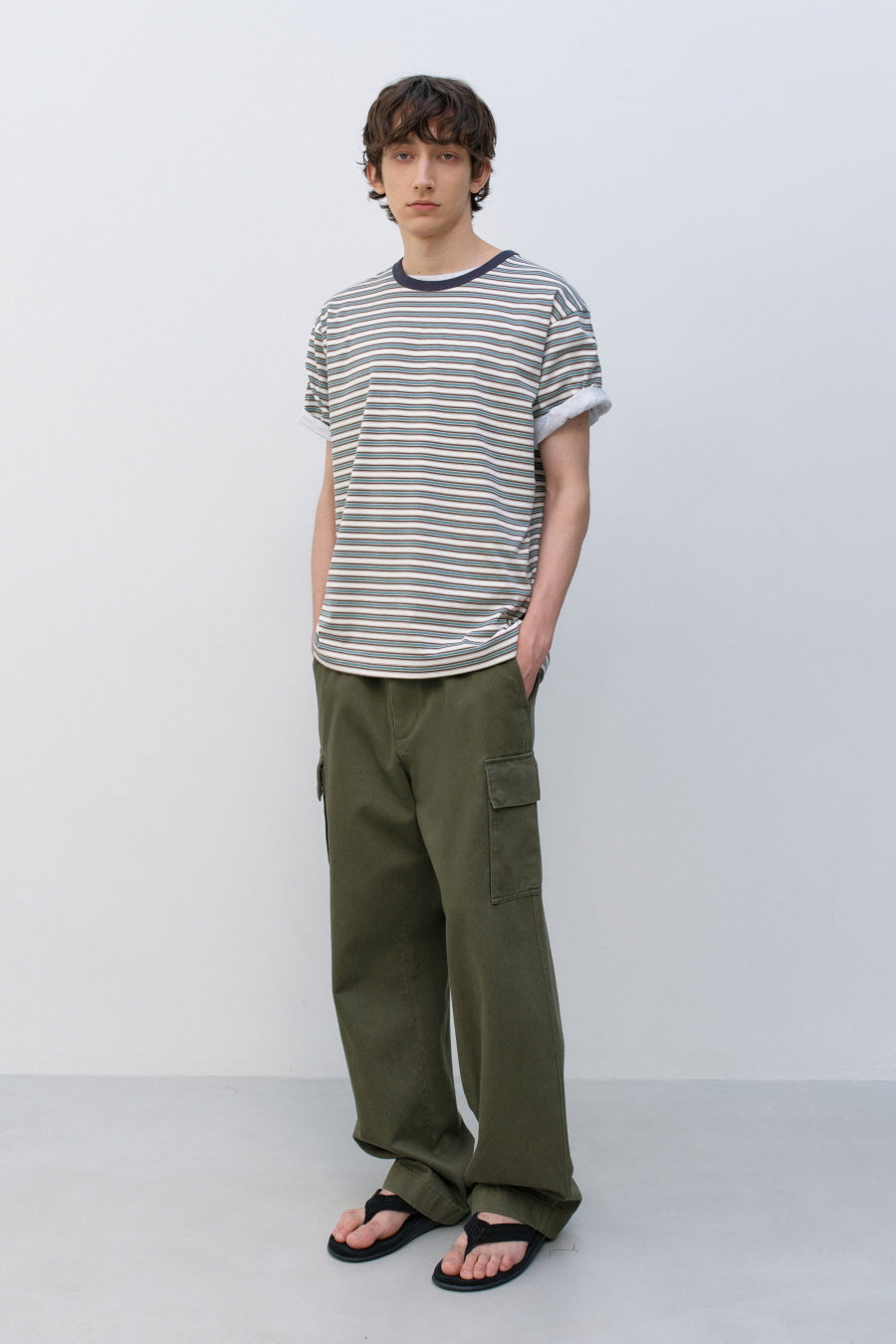 Insilence - Border Stripe T-shirt (Ivory) product image 3 | TRAB K-Fashion Australia