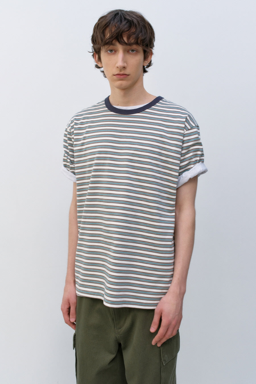 Insilence - Border Stripe T-shirt (Ivory) product image 6 | TRAB K-Fashion Australia