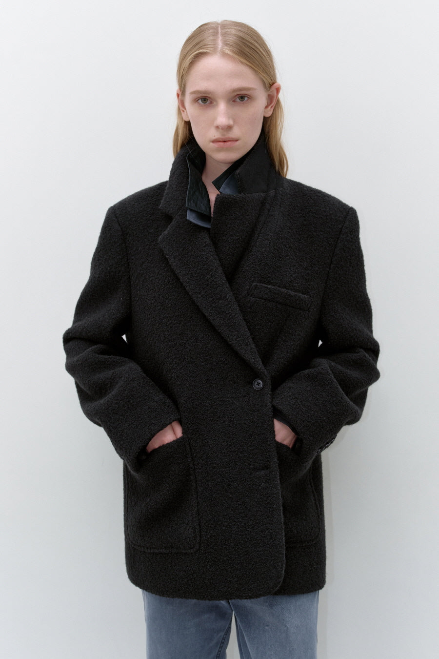 Insilence - Boucle Two-Way Jacket (Charcoal) product image 1 | TRAB K-Fashion Australia