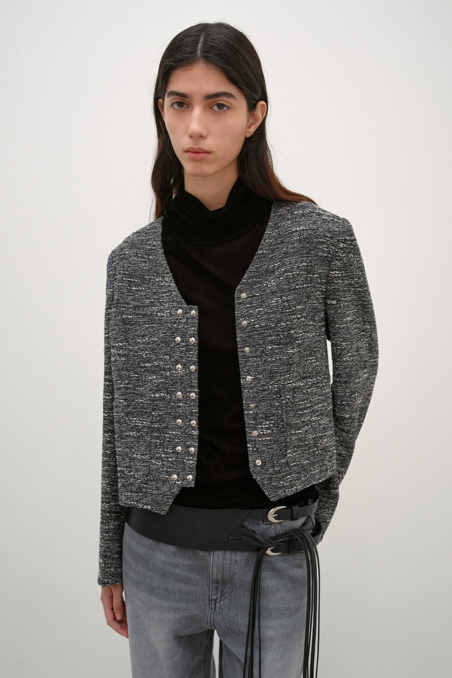 Insilence - Snap Detail Tweed Jacket (Multi) product image 1 | TRAB K-Fashion Australia