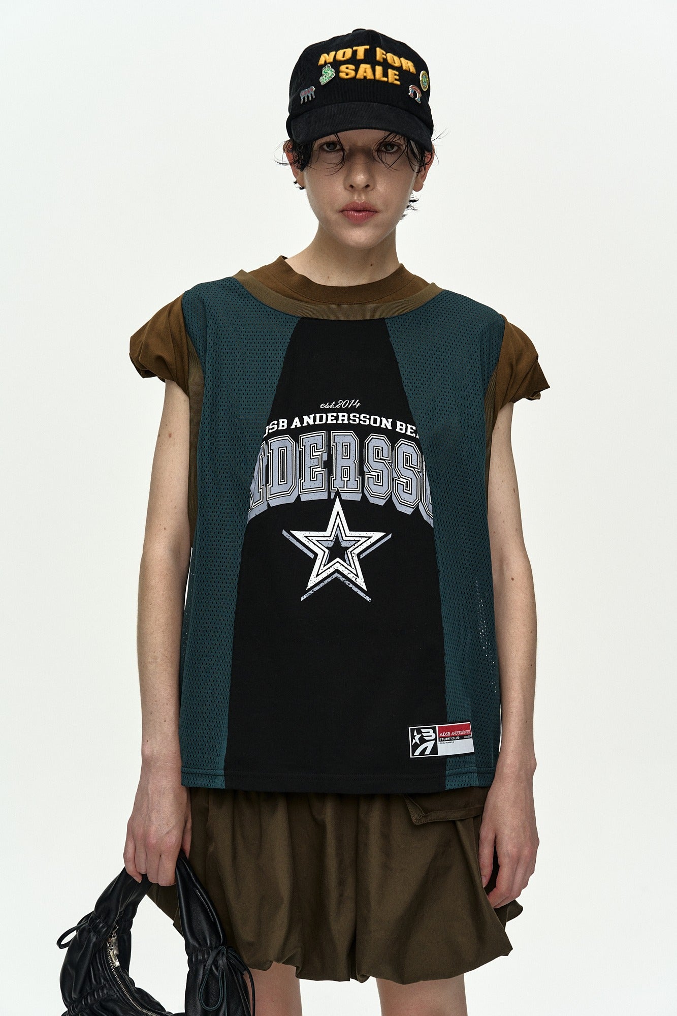 Andersson Bell - Basketball Jersey Layered Roll Up T-Shirt (Khaki/Green) product image 1 | TRAB K-Fashion Australia
