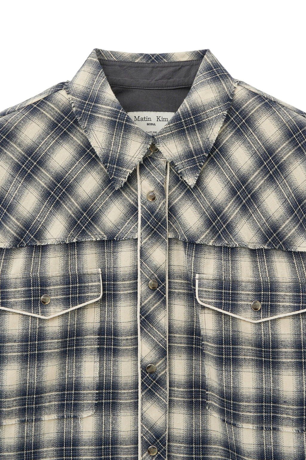 Matin Kim - Check Flannel Pocket Shirt (Navy) product image 3 | TRAB K-Fashion Australia