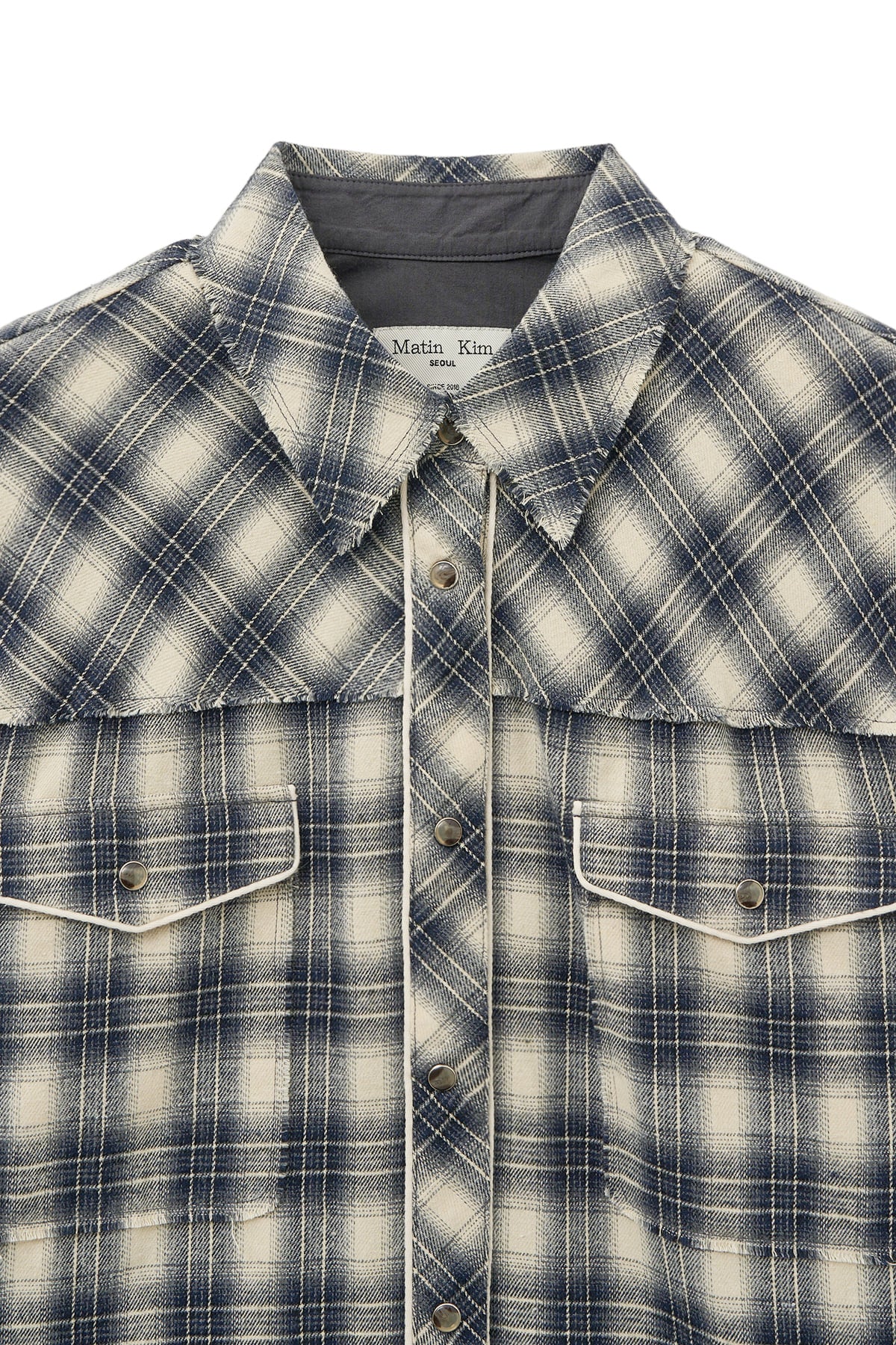 Matin Kim - Check Flannel Pocket Shirt (Navy) product image 3 | TRAB K-Fashion Australia