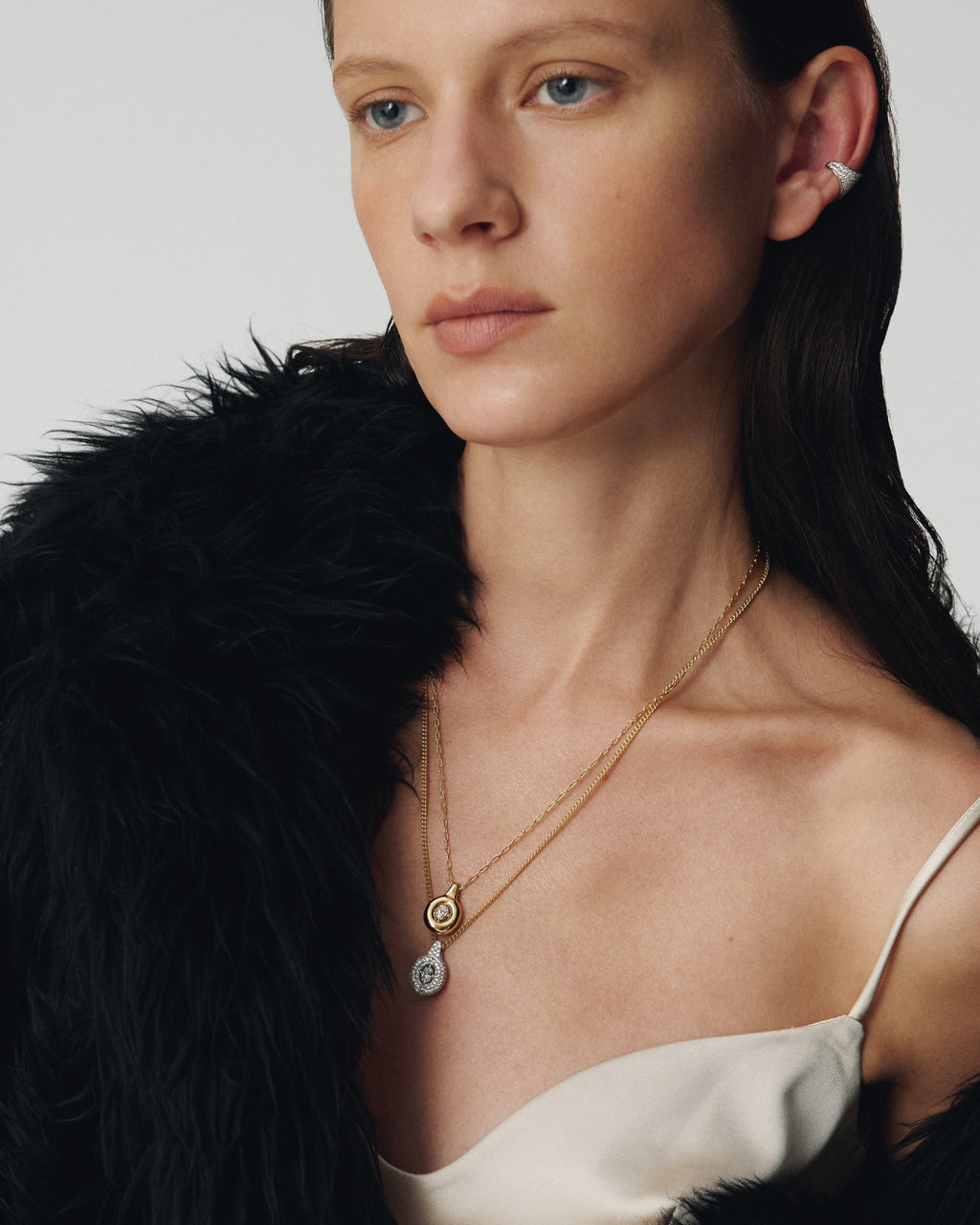 Numbering - Oval Solitaire Pendant Necklace with a Dimensional Frame #3801 product image 2 | TRAB K-Fashion Australia