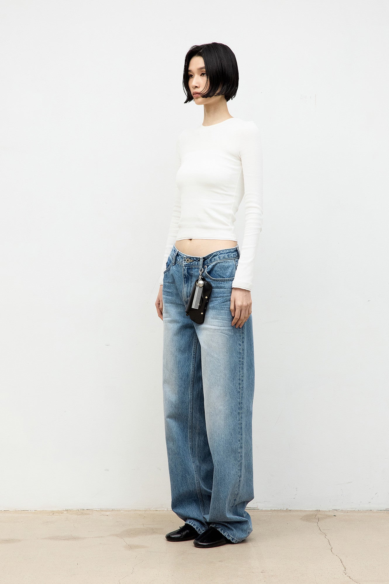Coor - Relaxed Embo Denim Pants (Washed Blue) product image 3 | TRAB K-Fashion Australia