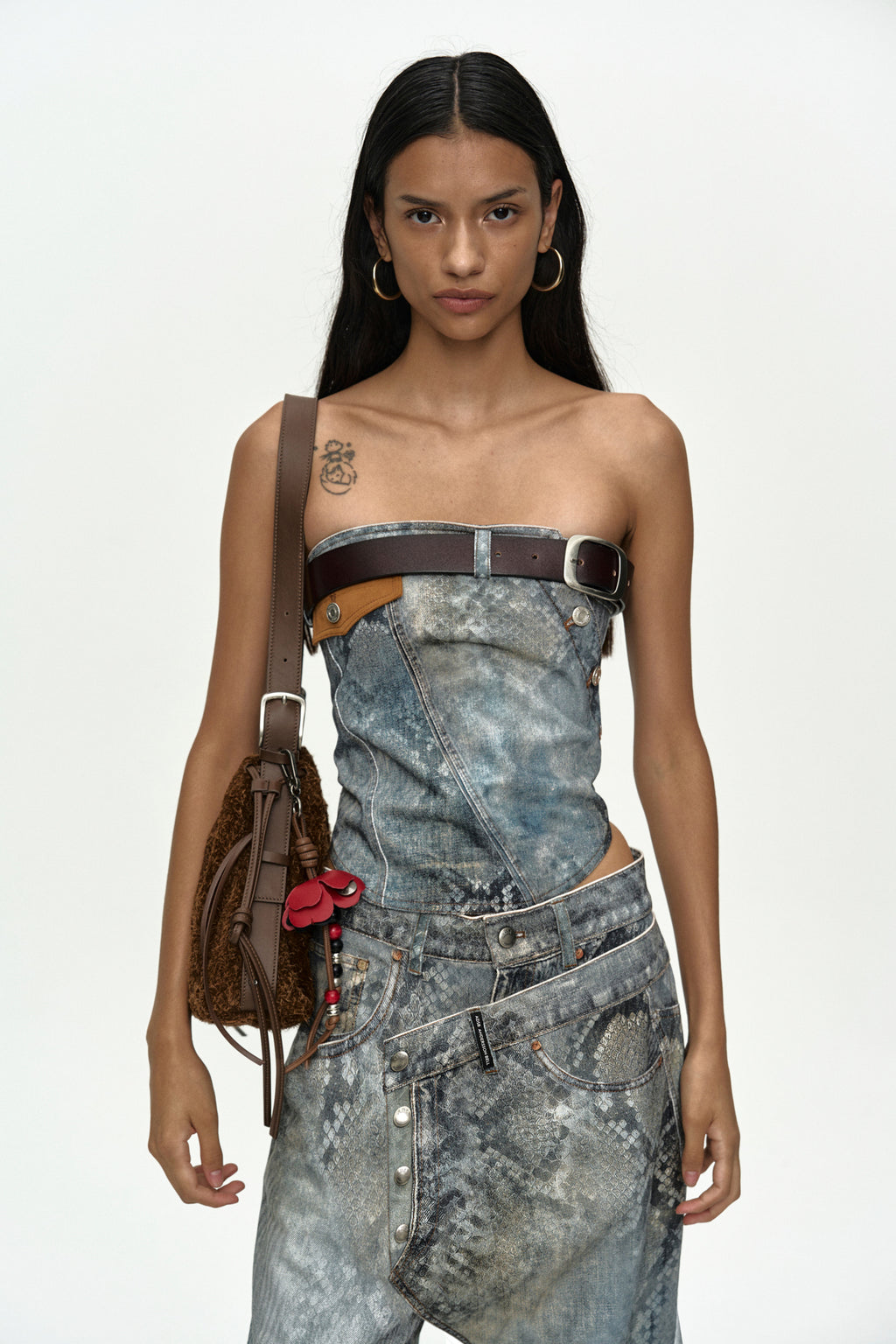 Andersson Bell - Python Fade Denim Printed Overlay Jeans (Blue) product image 5 | TRAB K-Fashion Australia