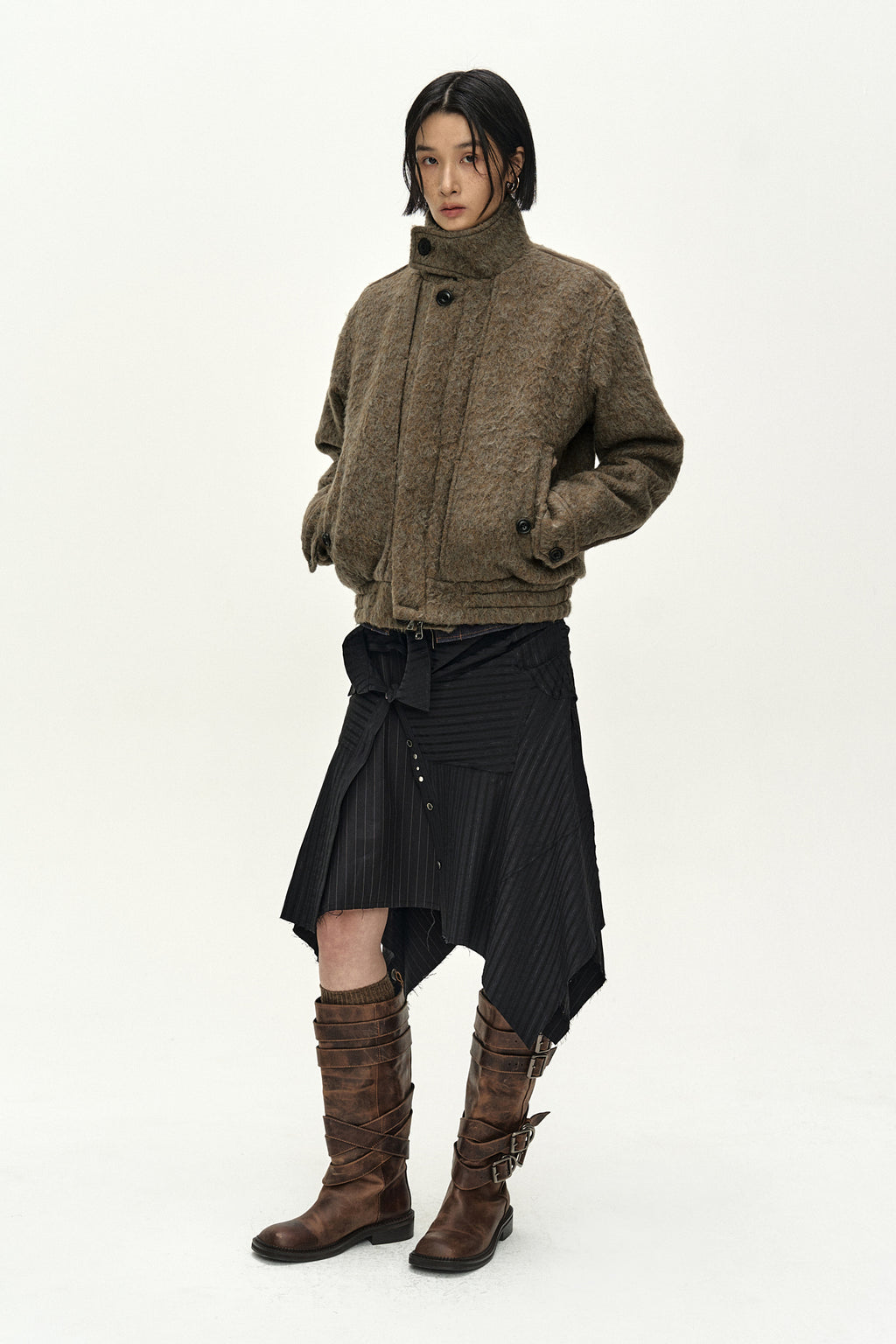 Andersson Bell - Linus Harrington Wool Jacket (brown/grey) (Brown/Grey) product image 8 | TRAB K-Fashion Australia