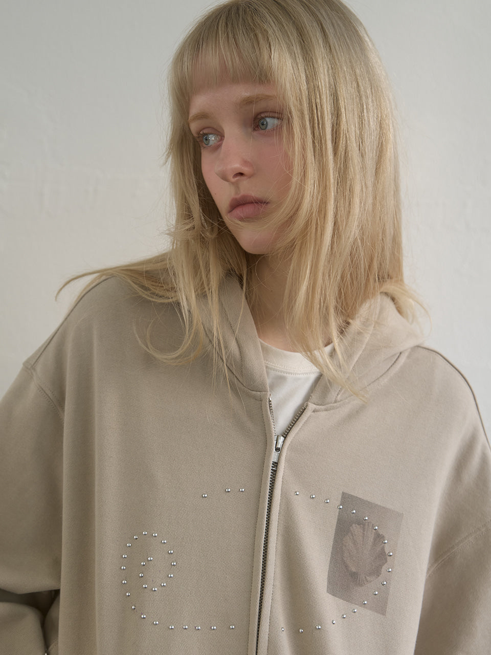 Kijun - Dusty Zip-Up Hoodie (Sand) product image 7 | TRAB K-Fashion Australia