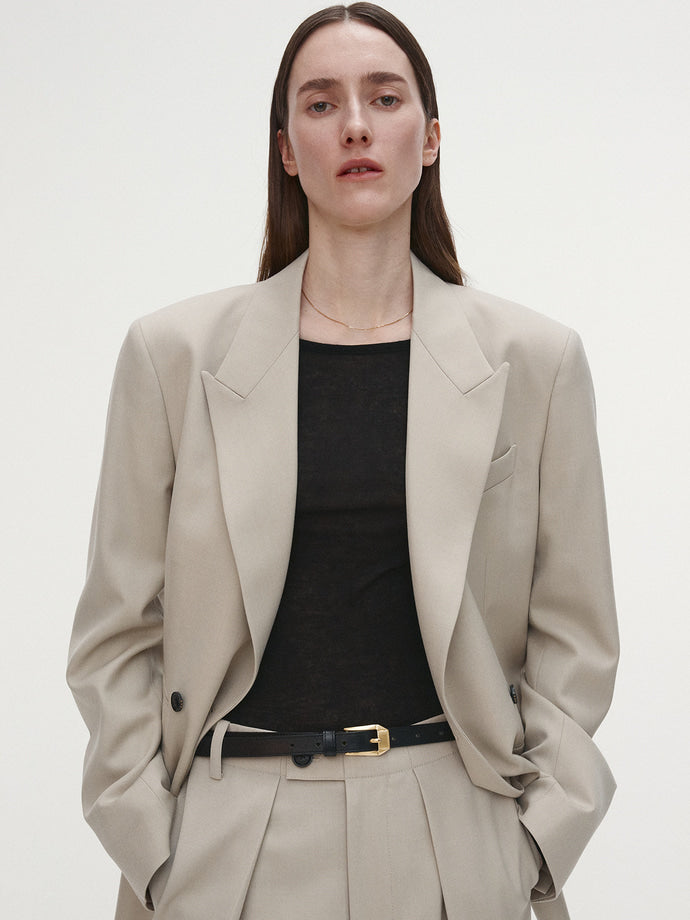 Tonywack - Wool Twill Double-Breasted Tailored Blazer (Ivory) product image 5 | TRAB K-Fashion Australia