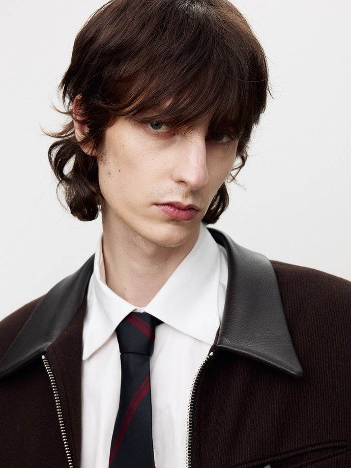 Tonywack - Leather Trim Wool Blouson (Dark Brown) product image 7 | TRAB K-Fashion Australia