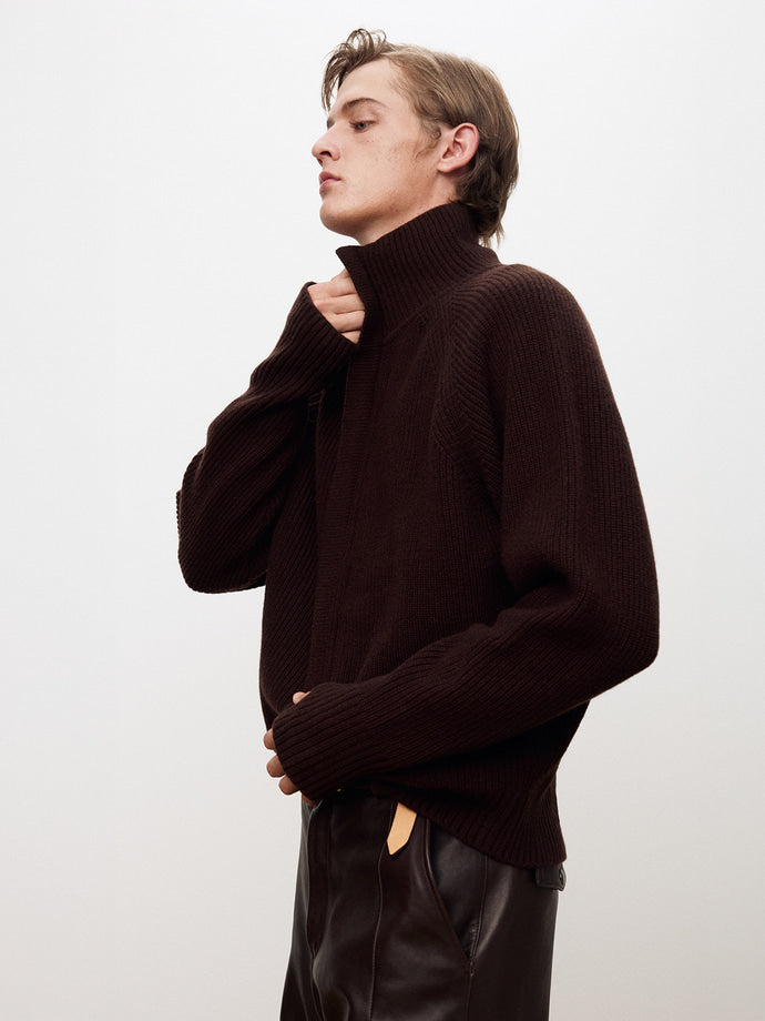 Tonywack - Super Fine Merino Wool Placket Zip-Up Knit (Dark Brown) product image 9 | TRAB K-Fashion Australia