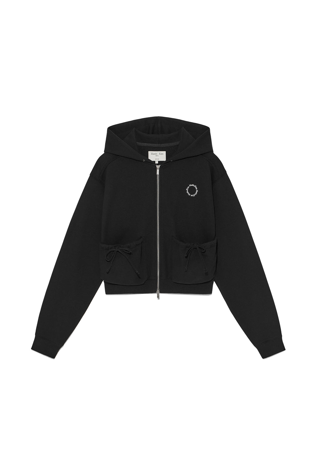 Matin Kim - Volume Pocket Crop Hoody Zip Up (Black) product image 1 | TRAB K-Fashion Australia