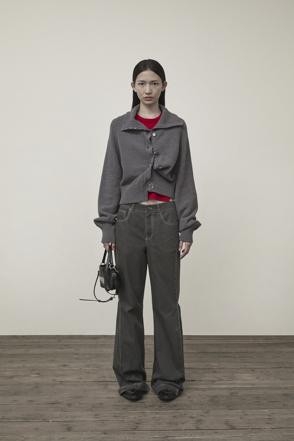 Matin Kim - Hook Point Two Way Cross Cardigan (Grey) product image 10 | TRAB K-Fashion Australia