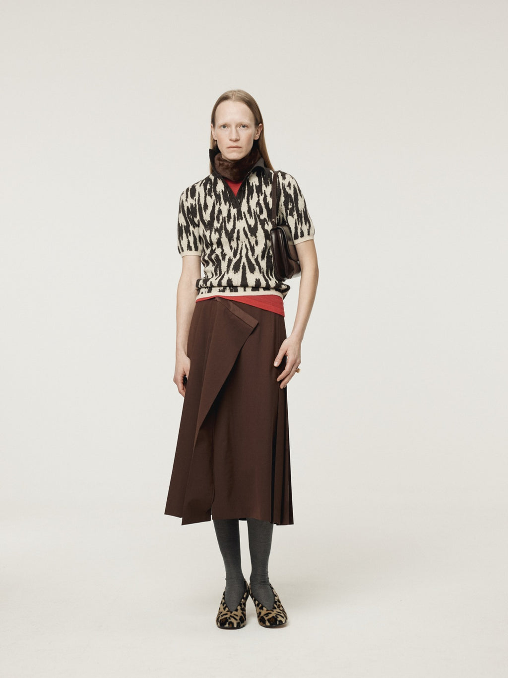 Recto - Pleated Wrap Skirt (Vintage Brown) product image 1 | TRAB K-Fashion Australia