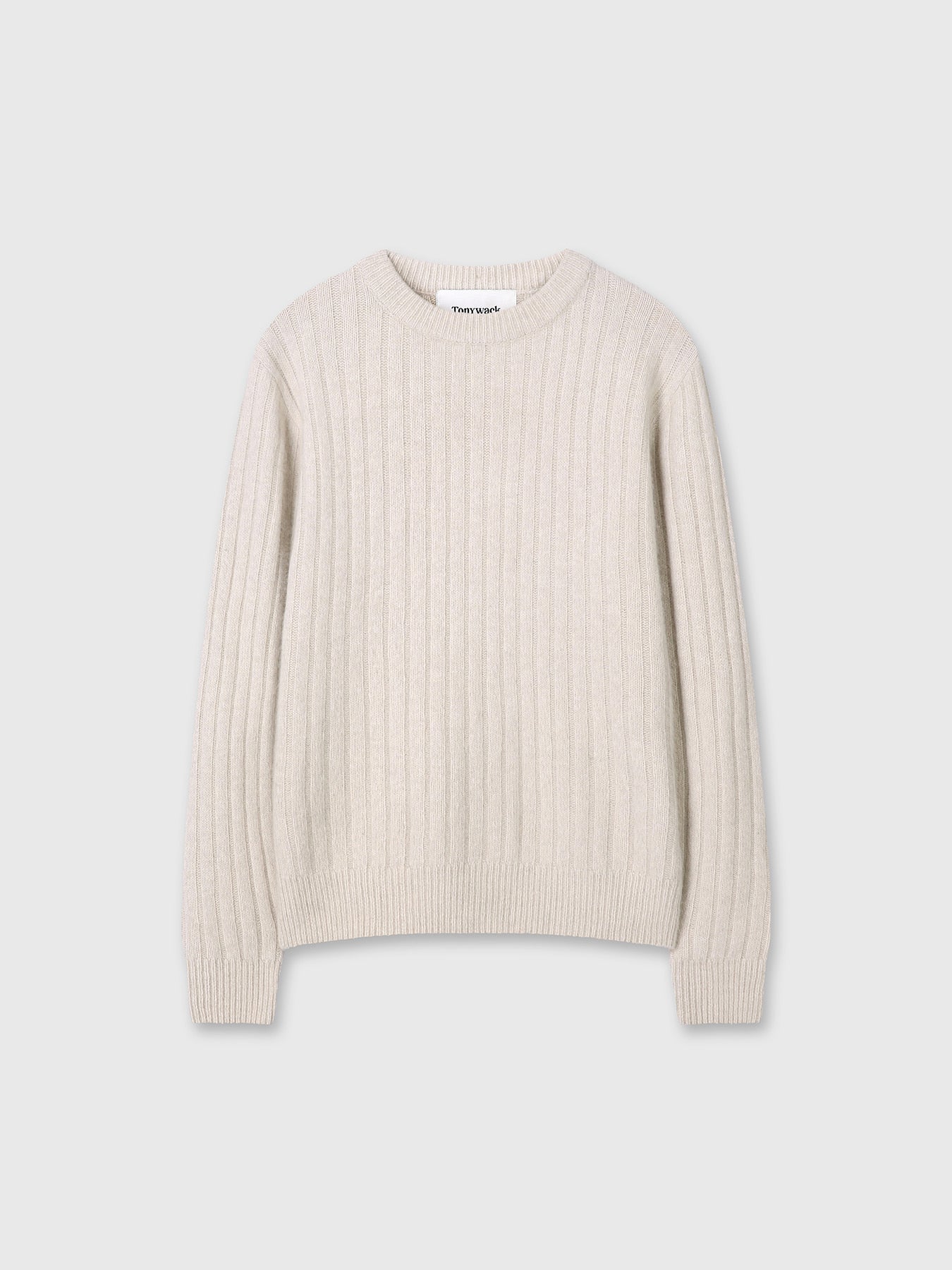 Tonywack - Superfine Merino Wool Tube Scarf Attaced Ribbed Sweater (Ecru) product image 9 | TRAB K-Fashion Australia