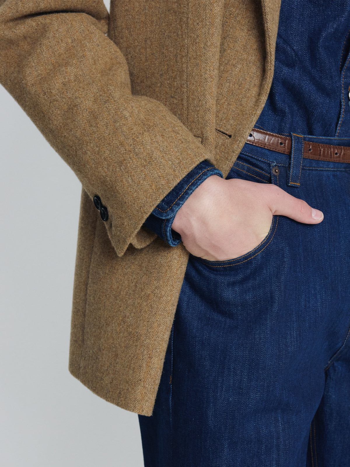 Tonywack - Herringbone Wool Double-Breasted Jacket (Saffron Beige) product image 8 | TRAB K-Fashion Australia