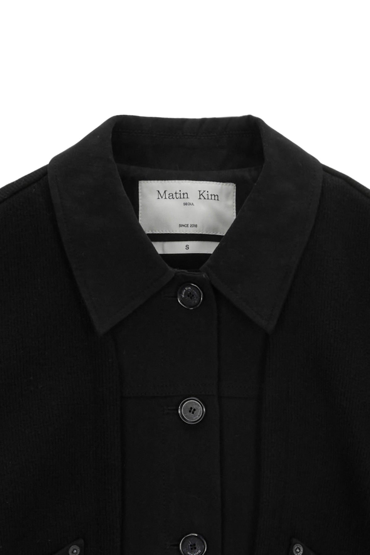 Matin Kim - Knit Mixed Trucker Jacket (Black) product image 3 | TRAB K-Fashion Australia