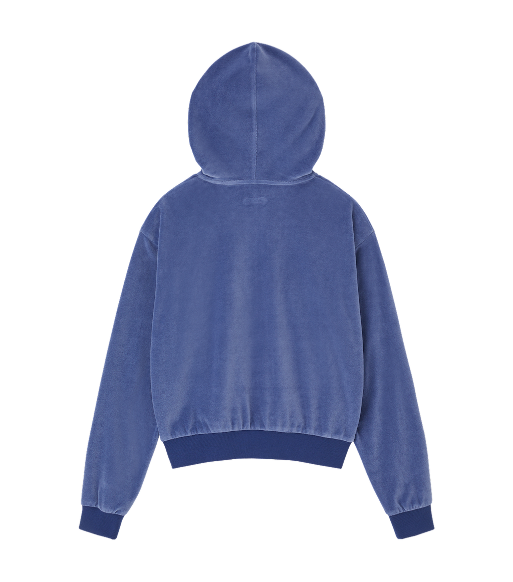 Llege - Velour Crop Hoody Zip-Up (Vintage Blue) product image 2 | TRAB K-Fashion Australia