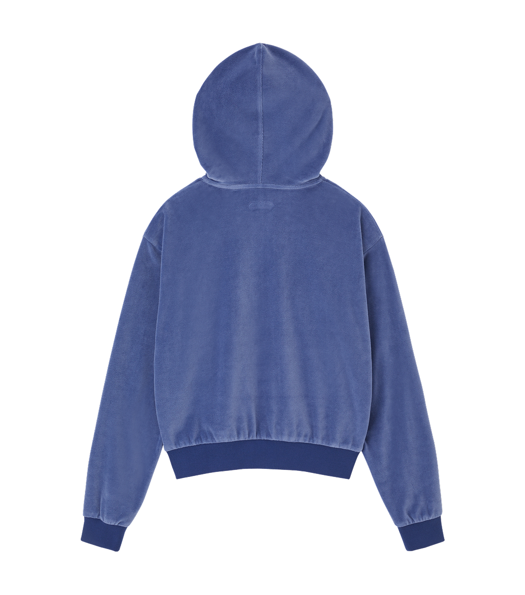 Llege - Velour Crop Hoody Zip-Up (Vintage Blue) product image 2 | TRAB K-Fashion Australia