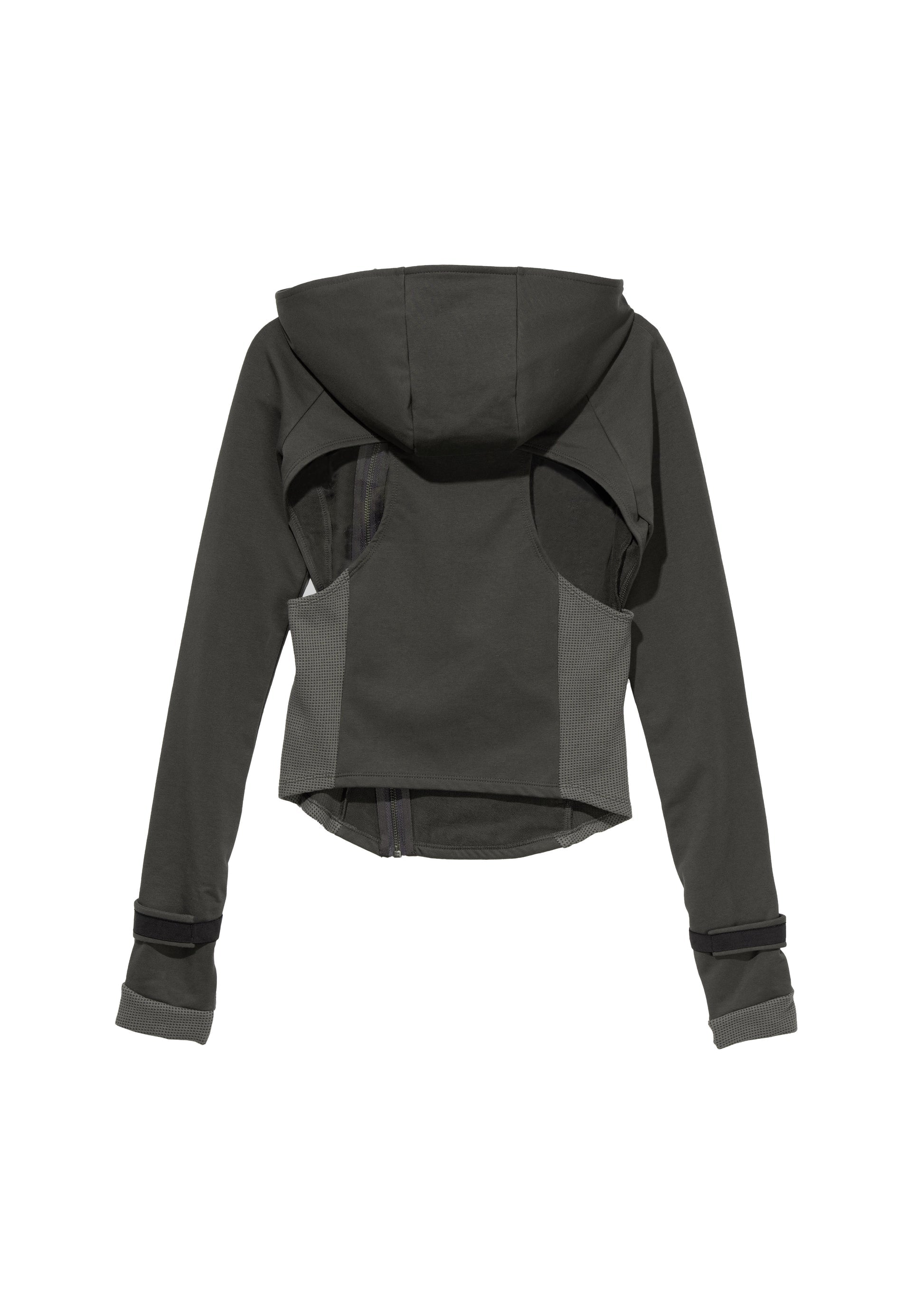 Hyein Seo - Hooded Asymmetric Zip Top (Dark Grey) product image 6 | TRAB K-Fashion Australia