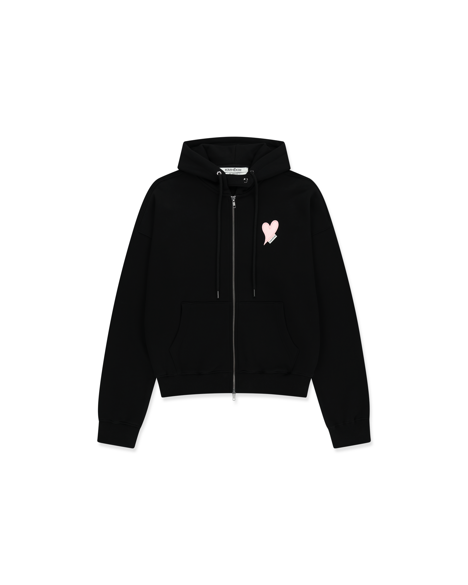 Kimhe Kim - Heart Patch Zip-Up Hoodie(black/Pink) product image 1 | TRAB K-Fashion Australia
