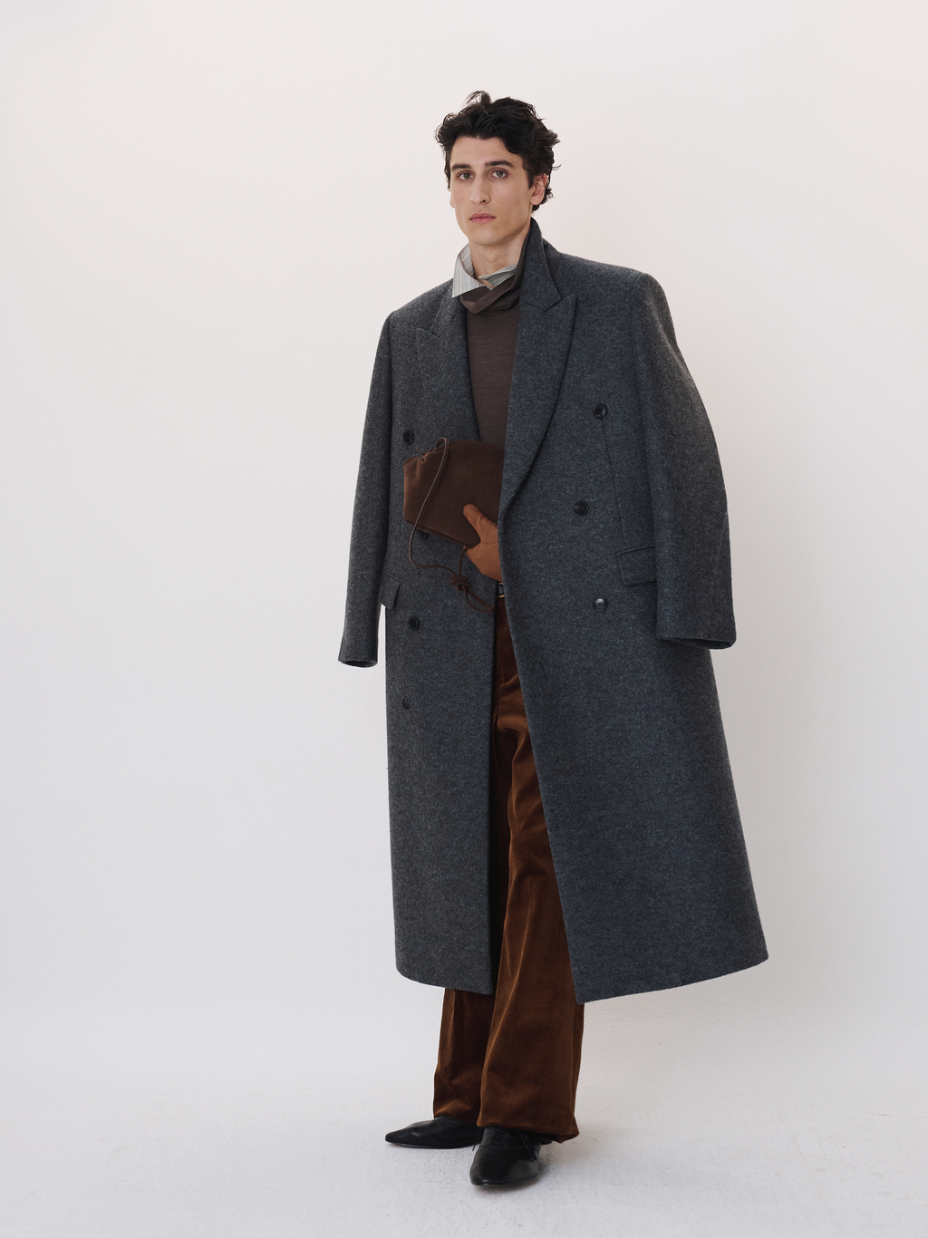 Recto - Classic Tailored Double Breasted Coat (Melange Grey) product image 2 | TRAB K-Fashion Australia