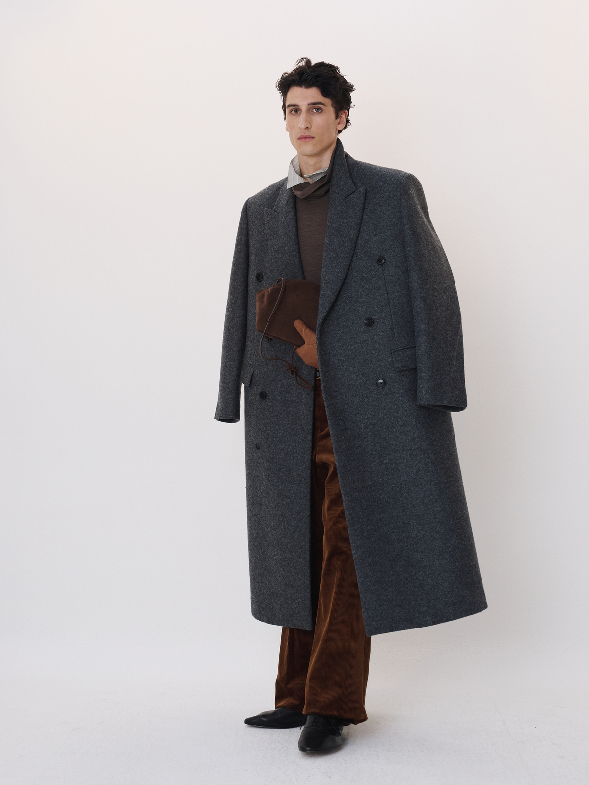 Recto - Classic Tailored Double Breasted Coat (Melange Grey) product image 2 | TRAB K-Fashion Australia