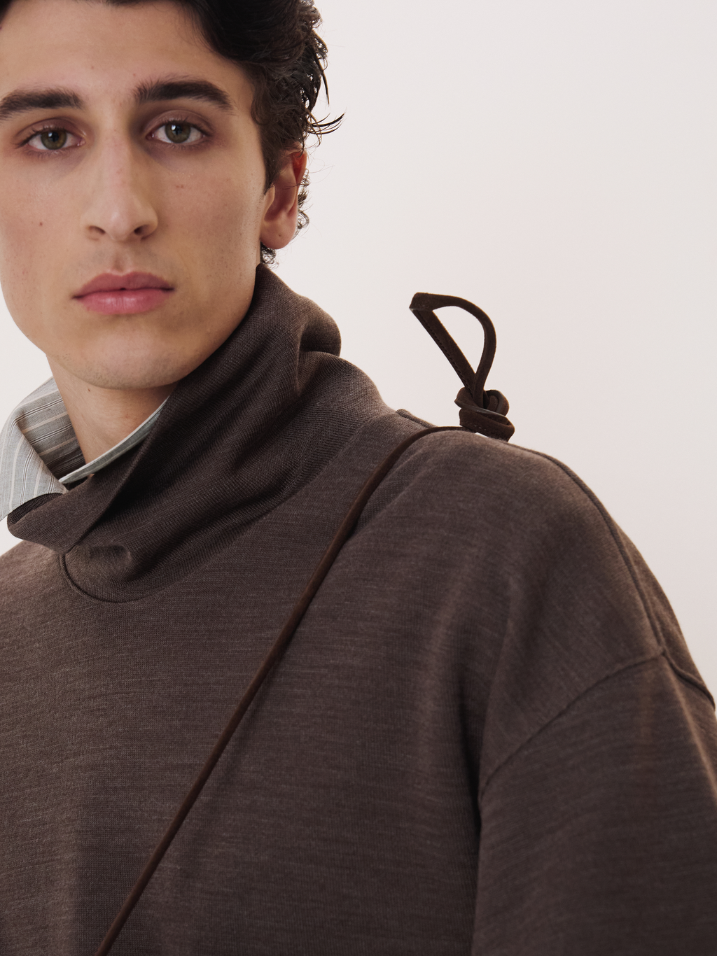Recto - High Neck Wool Jersey Top (Taupe Brown) product image 2 | TRAB K-Fashion Australia