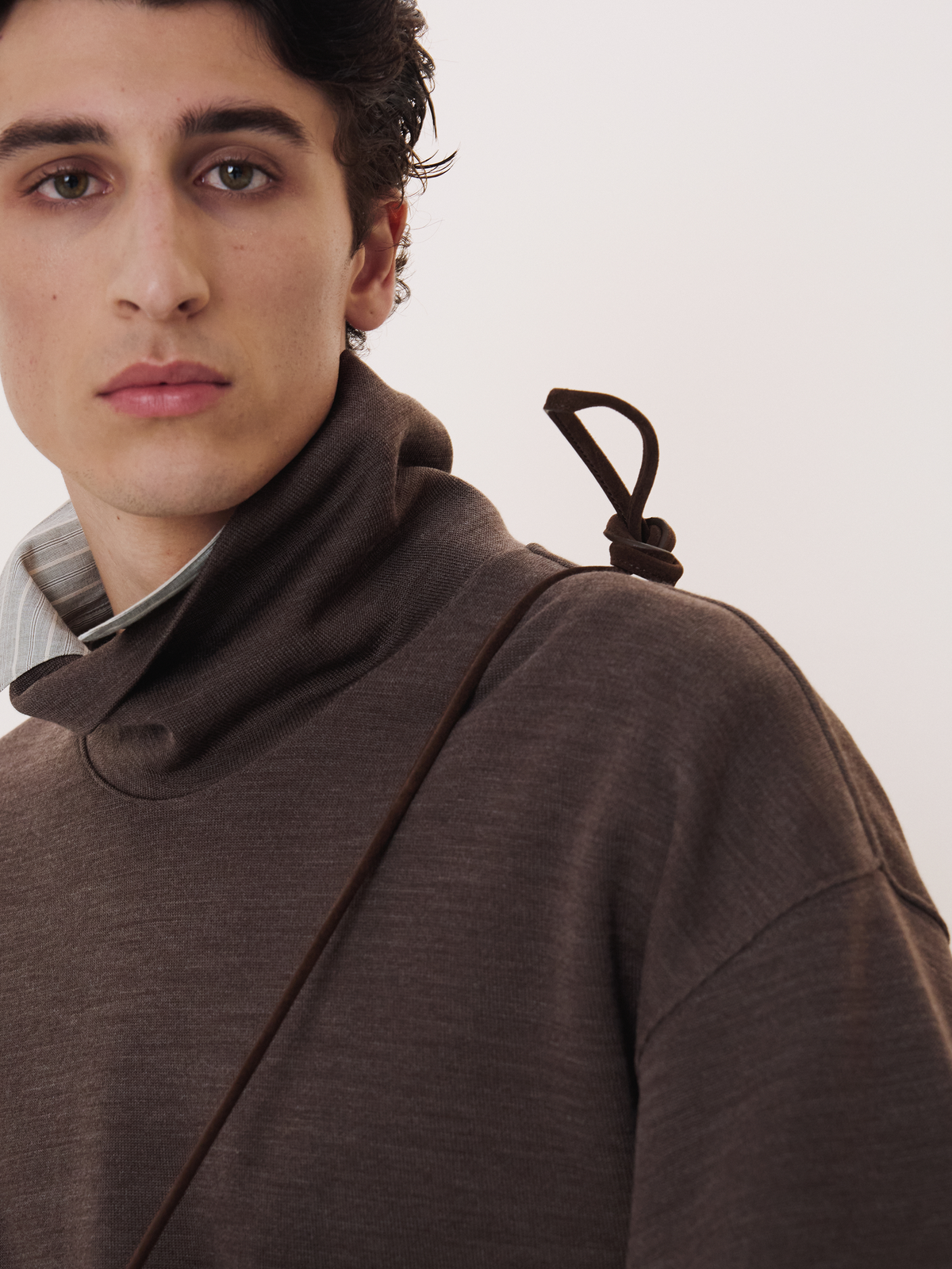 Recto - High Neck Wool Jersey Top (Taupe Brown) product image 2 | TRAB K-Fashion Australia