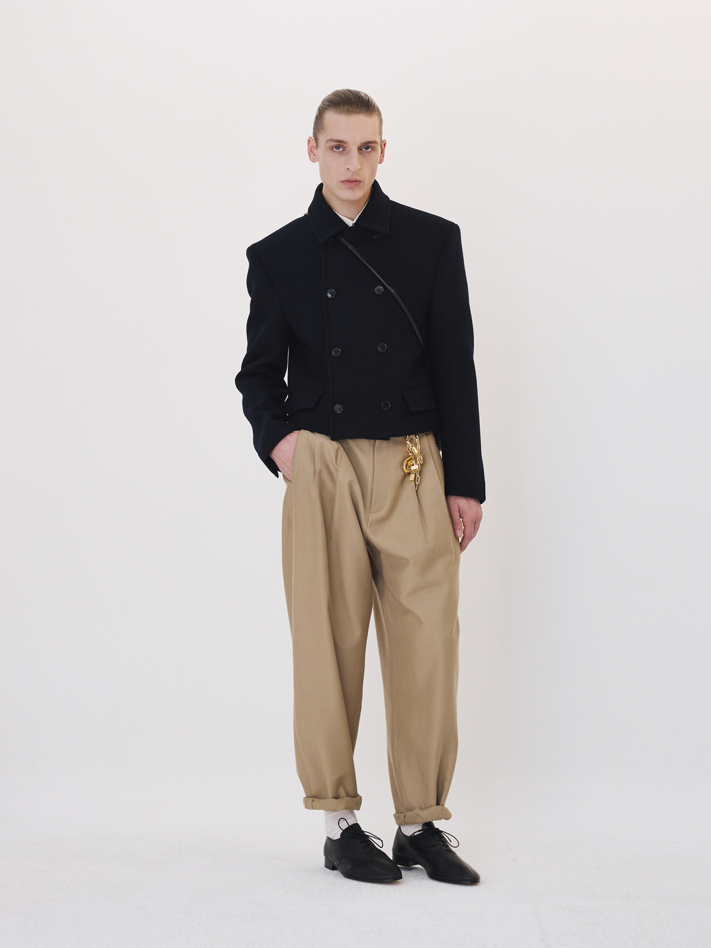 Recto - Double Breasted Short Coat (Dark Navy) product image 2 | TRAB K-Fashion Australia
