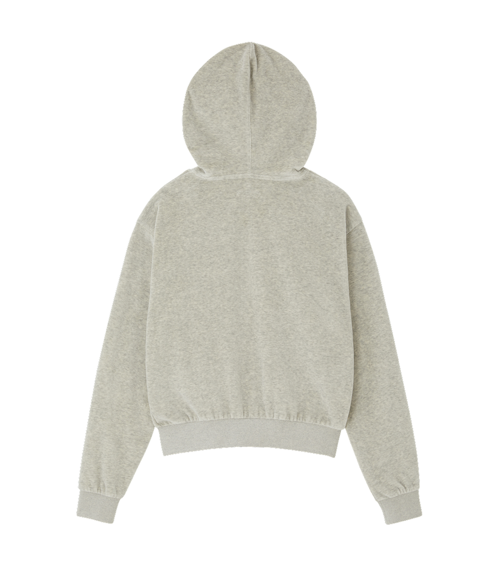 Llege - Velour Crop Hoody Zip-Up (Grey) product image 2 | TRAB K-Fashion Australia