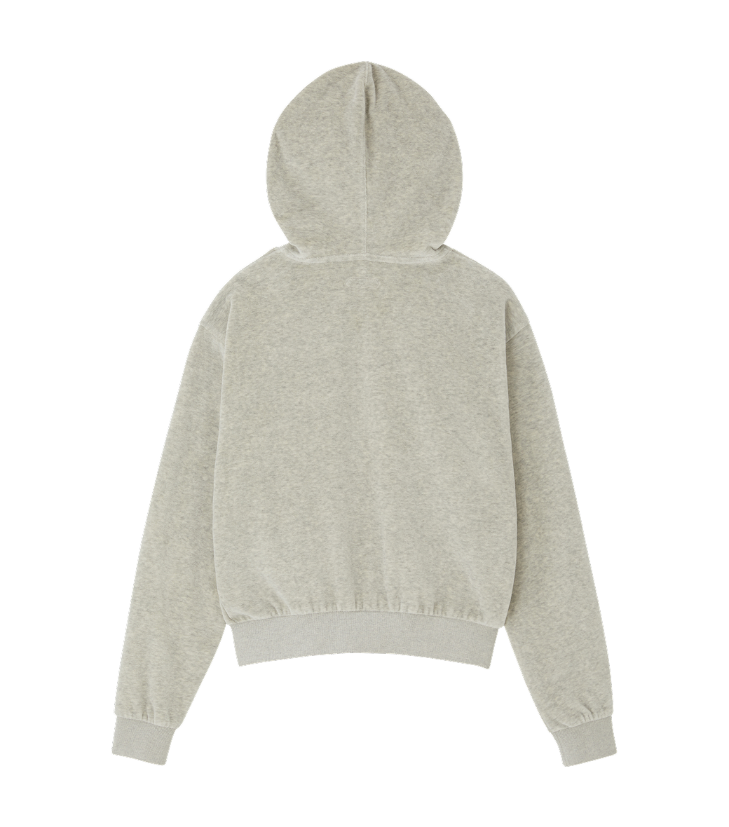 Llege - Velour Crop Hoody Zip-Up (Grey) product image 2 | TRAB K-Fashion Australia