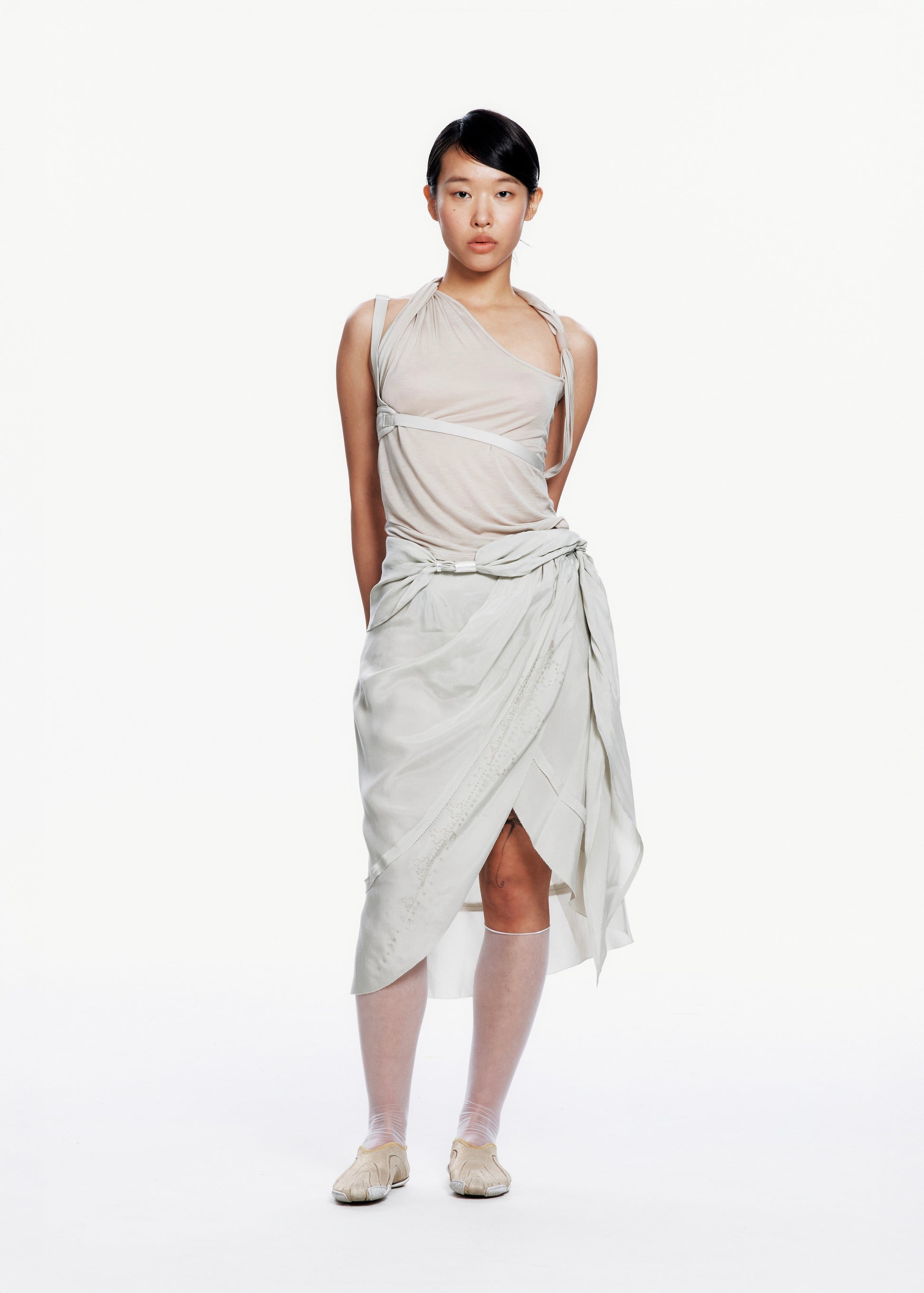 Hyein Seo - Sleeveless Knot Top w/ Back Strap (Moss Beige) product image 2 | TRAB K-Fashion Australia