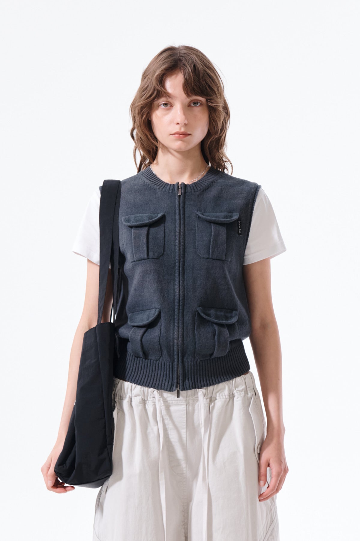 Matin Kim - Pocket Washed Knit Vest (Charcoal) product image 13 | TRAB K-Fashion Australia