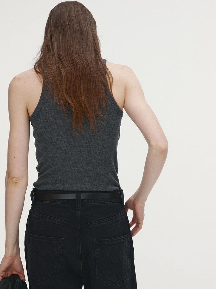 Tonywack - Super Fine Wool Ribbed Sleeveless (Japanese Fabric) (Charcoal) product image 5 | TRAB K-Fashion Australia