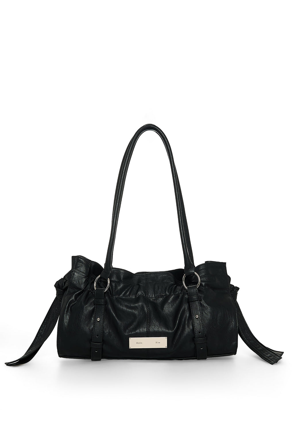 Matin Kim - Shirring Tie Buckle Shoulder Bag (Black) product image 1 | TRAB K-Fashion Australia