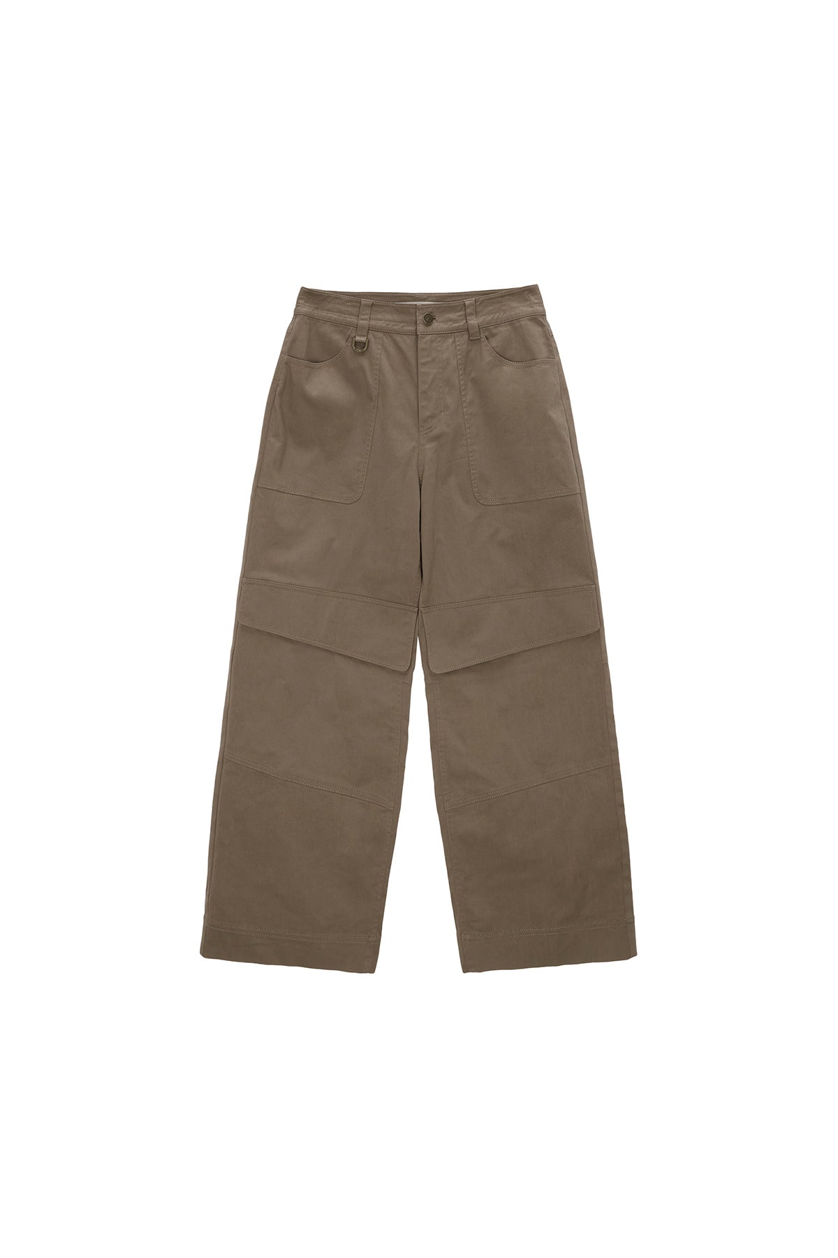 Matin Kim - Knee Big Pocket Cotton Pants (Khaki Brown) product image 1 | TRAB K-Fashion Australia