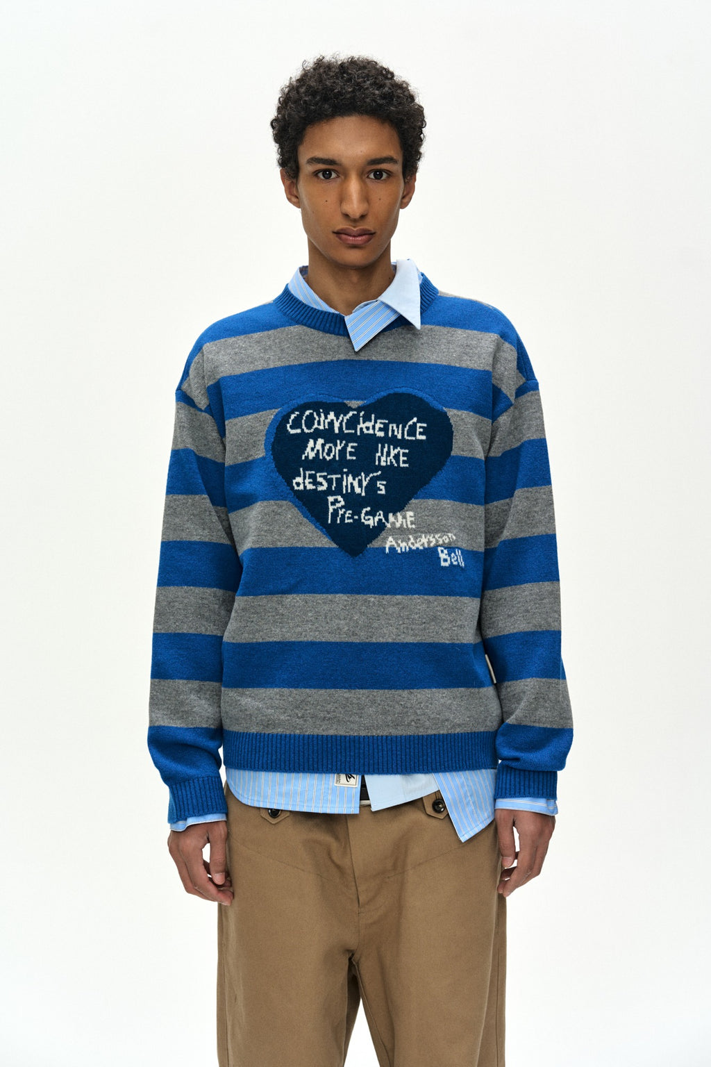 Andersson Bell - 26 Boy's Heart Message Crew-Neck Sweater (Blue/Grey) product image 1 | TRAB K-Fashion Australia