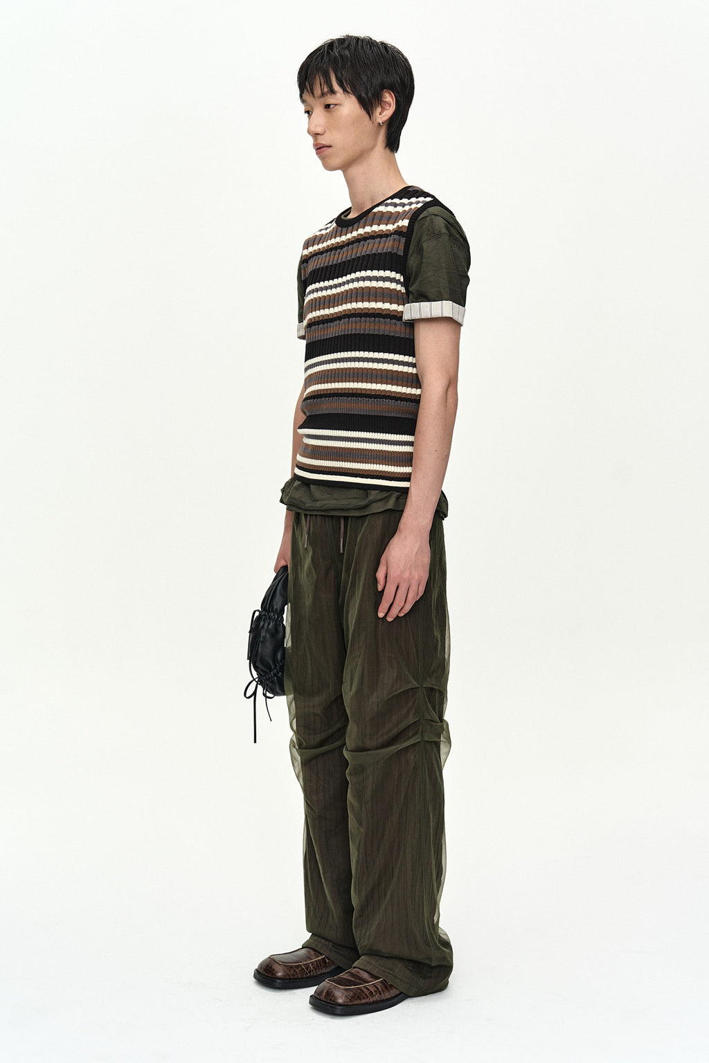 Andersson Bell - Contrast Rib Sleeveless (Black/Grey/Brown) product image 3 | TRAB K-Fashion Australia