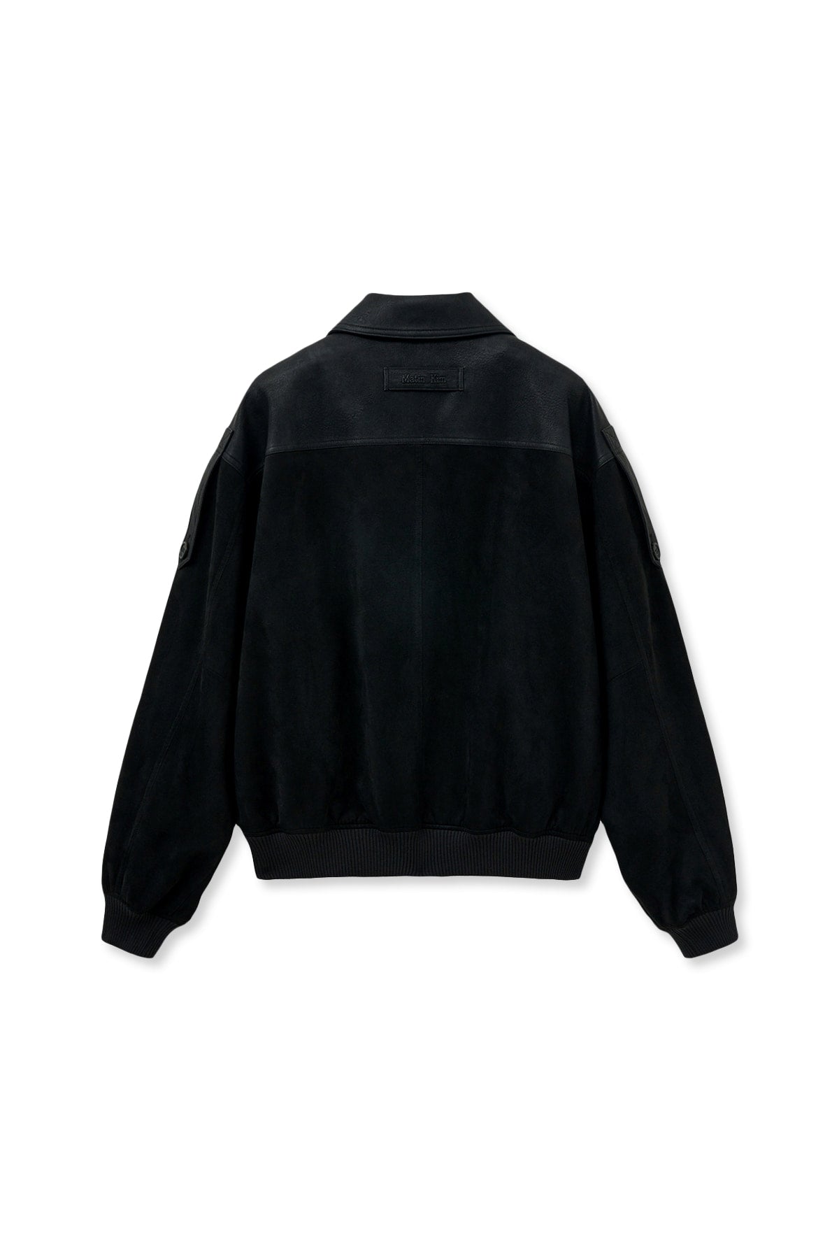 Matin Kim - Suede Mix Leather Zip Up Jumper (Black) product image 2 | TRAB K-Fashion Australia