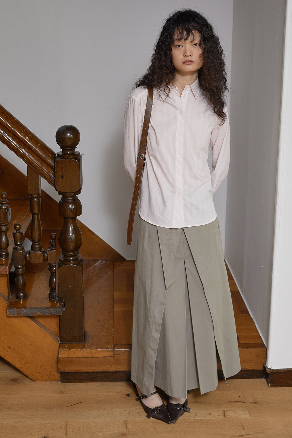 Matin Kim - Cuffs Button Point Stripe Shirt (Light Pink) product image 14 | TRAB K-Fashion Australia