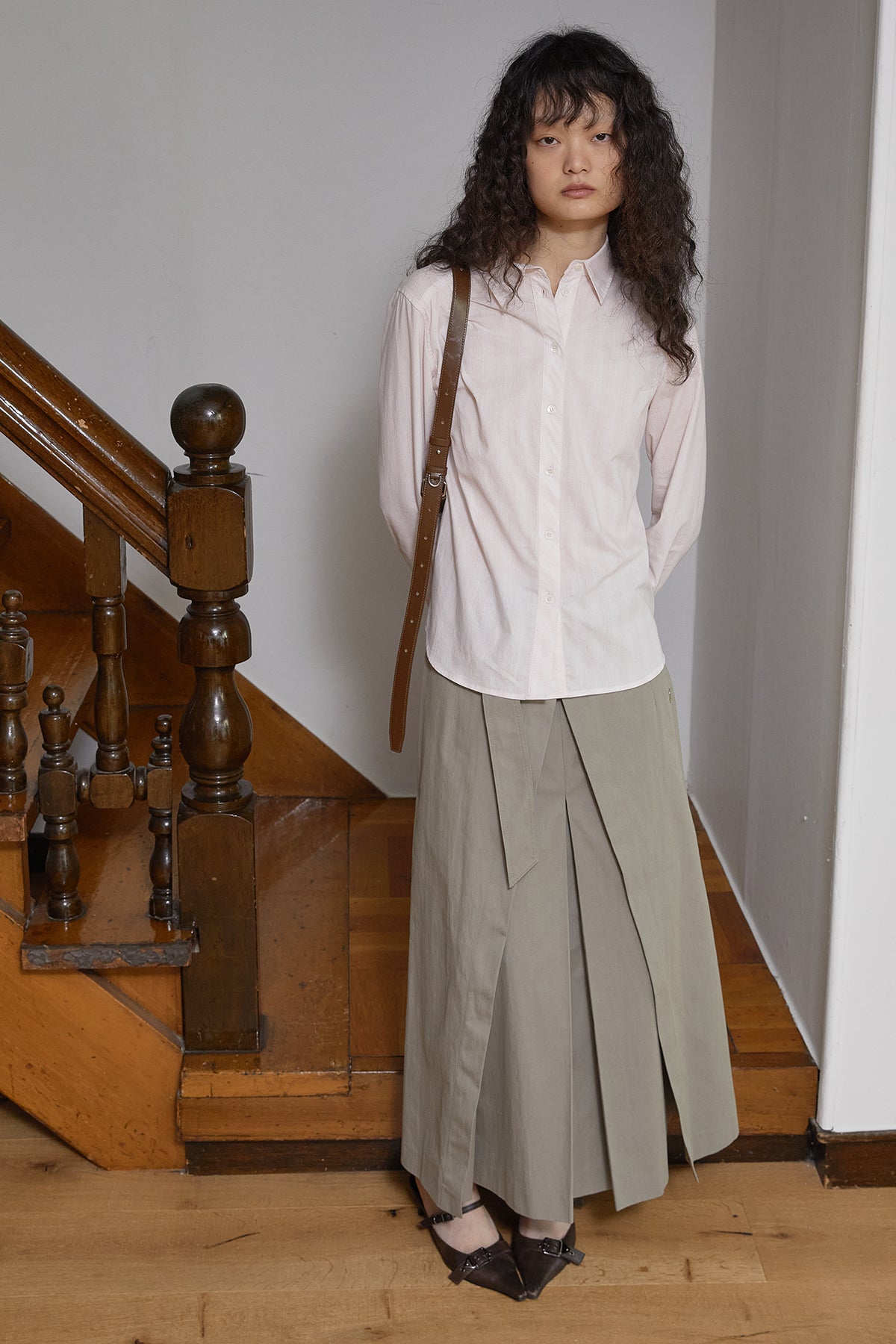 Matin Kim - Cuffs Button Point Stripe Shirt (Light Pink) product image 14 | TRAB K-Fashion Australia