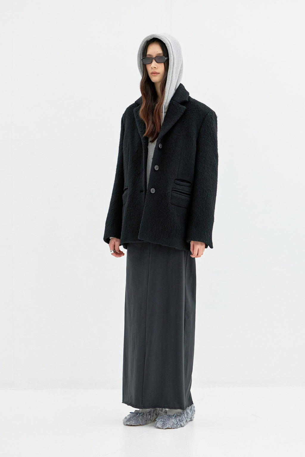 Coor - Hairy Double Welt Pocket Blazer (Black) product image 3 | TRAB K-Fashion Australia