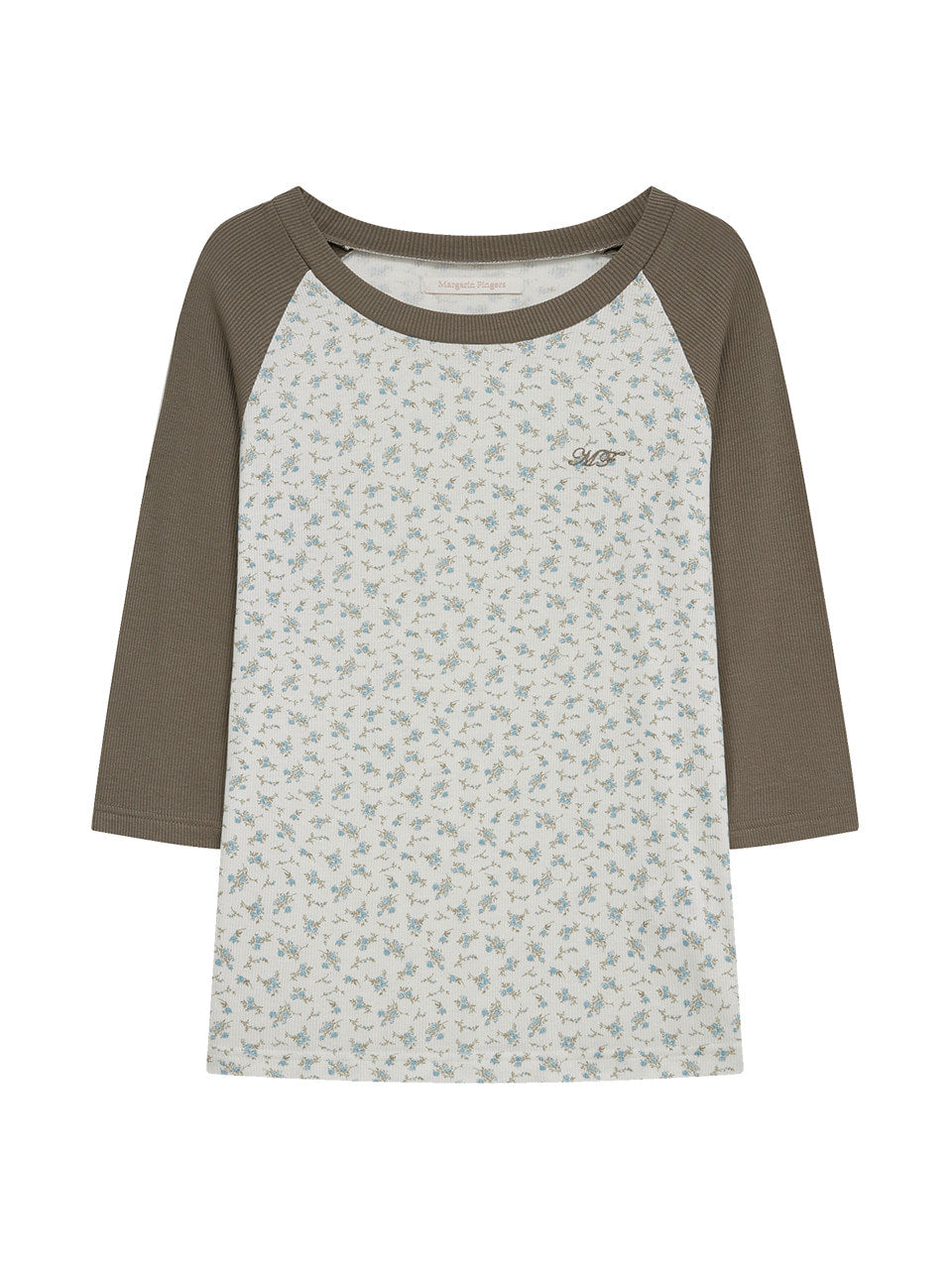 Margarin Fingers - Floral Raglan T-Shirt (Khaki Beige) product image 2 | TRAB K-Fashion Australia